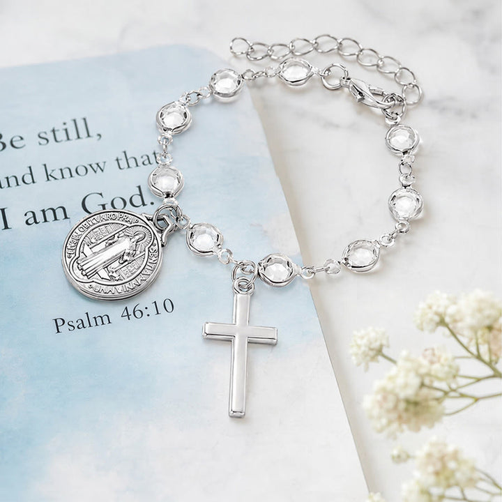 Christianartworkshop Tragbarer Rosenkranz fürs Handgelenk mit St.-Benedikt-Anhänger: Gefäß unerschütterlichen, gesegneten Schutzes - image 1