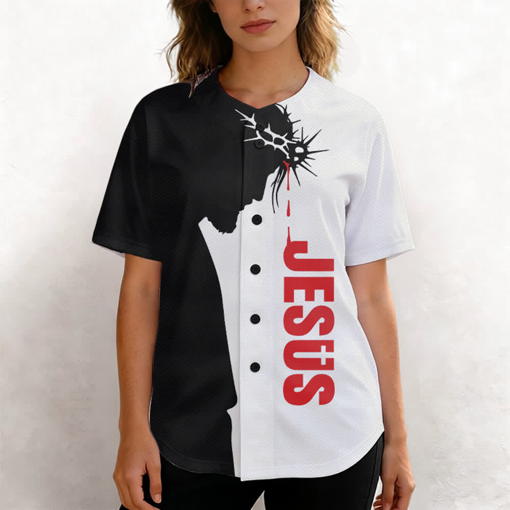 Christianartworkshop Jesus My Everything Split Faith Unisex Baseball Jersey - image 5