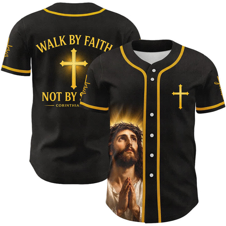 Christianartworkshop Walk By Faith Not By Sight Jesus Cross Unisex Baseball Jersey - Lebe im Glauben, nicht im Sehen. - 5XL - image 0