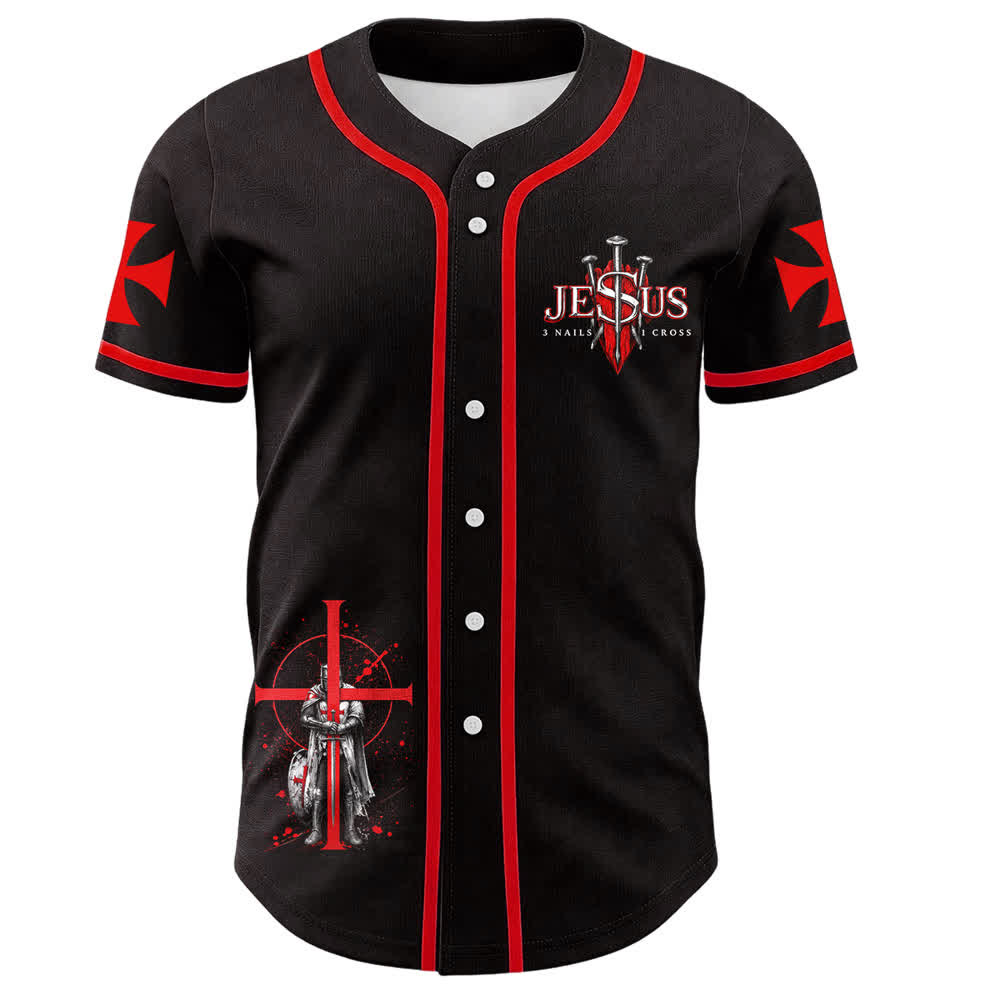 Christianartworkshop Sei stark im Herrn Templer-Ritter Jesus Nagelkreuz Unisex Baseballtrikot - image 2