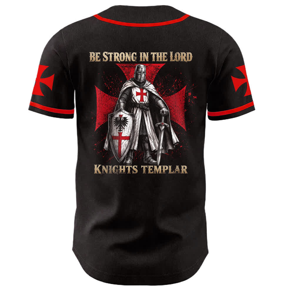 Christianartworkshop Sei stark im Herrn Templer-Ritter Jesus Nagelkreuz Unisex Baseballtrikot - image 1