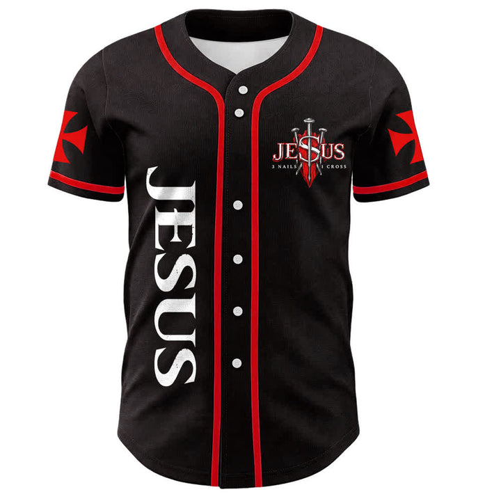 Christianartworkshop Jesus Spartan Warrior Lion 3 Nails 1 Cross Unisex Baseball Jersey - image 2