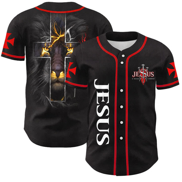 Christianartworkshop Jesus Löwe von Juda 3 Nägel 1 Kreuz Unisex Baseballtrikot - Jesus Löwe von Juda - 5XL - image 0