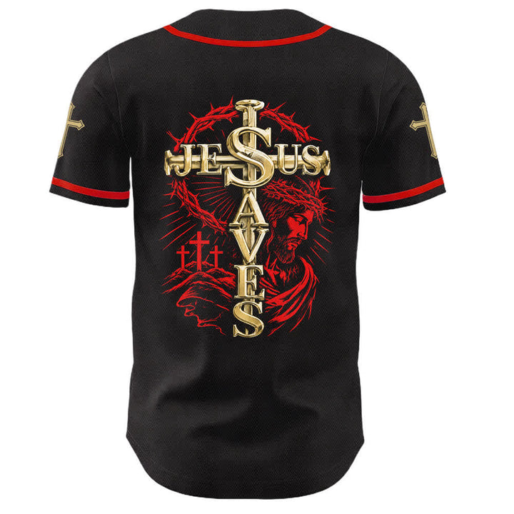 Christianartworkshop Glaube statt Angst Jesus rettet Dornenkreuz Unisex-Baseballtrikot - image 4