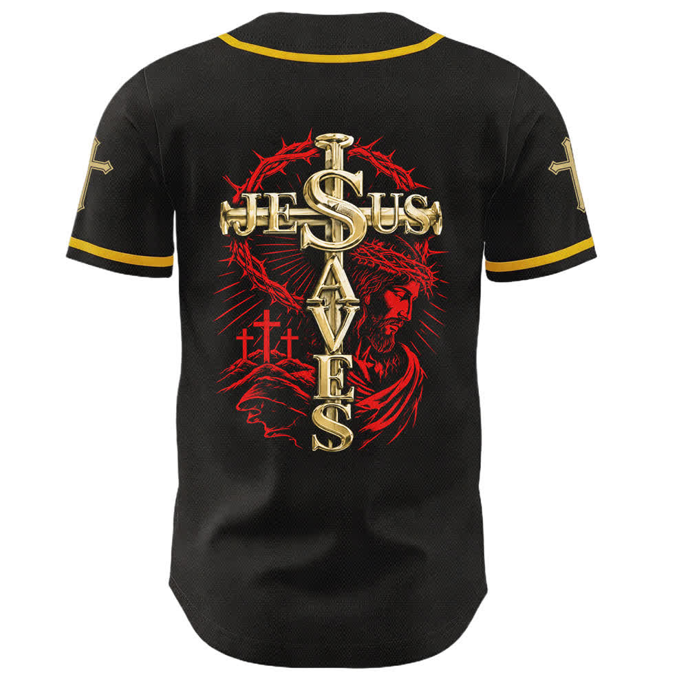 Christianartworkshop Glaube statt Angst Jesus rettet Dornenkreuz Unisex-Baseballtrikot - image 1