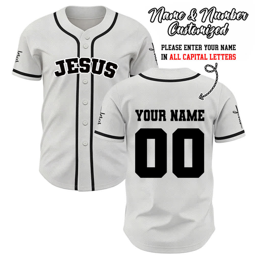 Christianartworkshop Klassisches Jesus Personalisierte Sportbekleidung Unisex Baseballtrikot - Weiß - 5XL - Name & Nummer angepasst - image 8