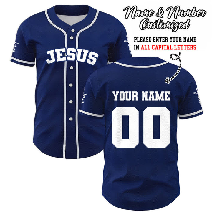 Christianartworkshop Klassisches Jesus Personalisierte Sportbekleidung Unisex Baseballtrikot - Marineblau - 5XL - Name & Nummer angepasst - image 40