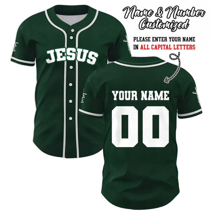 Christianartworkshop Klassisches Jesus Personalisierte Sportbekleidung Unisex Baseballtrikot - Grün - 5XL - Name & Nummer angepasst - image 48