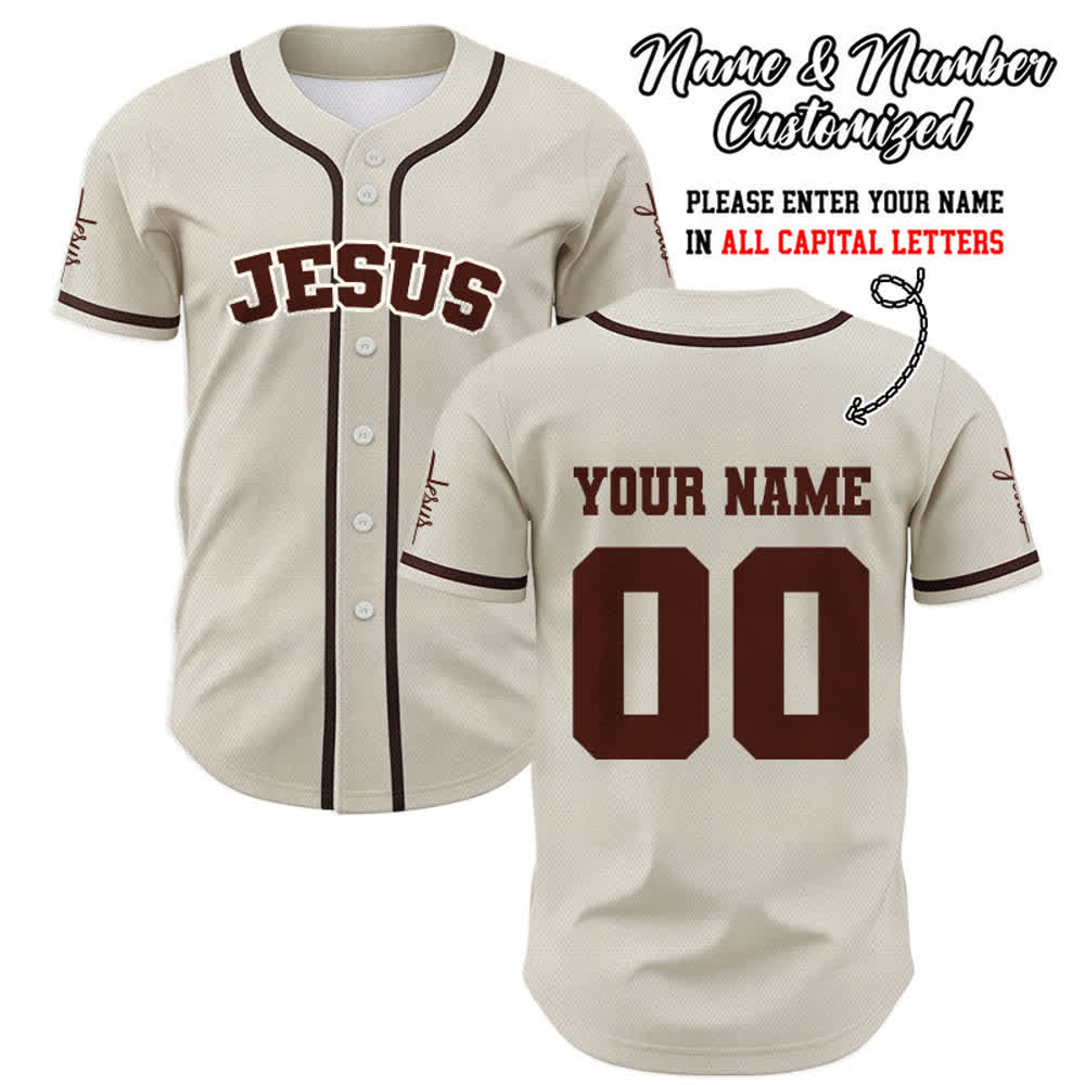 Christianartworkshop Klassisches Jesus Personalisierte Sportbekleidung Unisex Baseballtrikot - Aprikose - 5XL - Name & Nummer angepasst - image 56