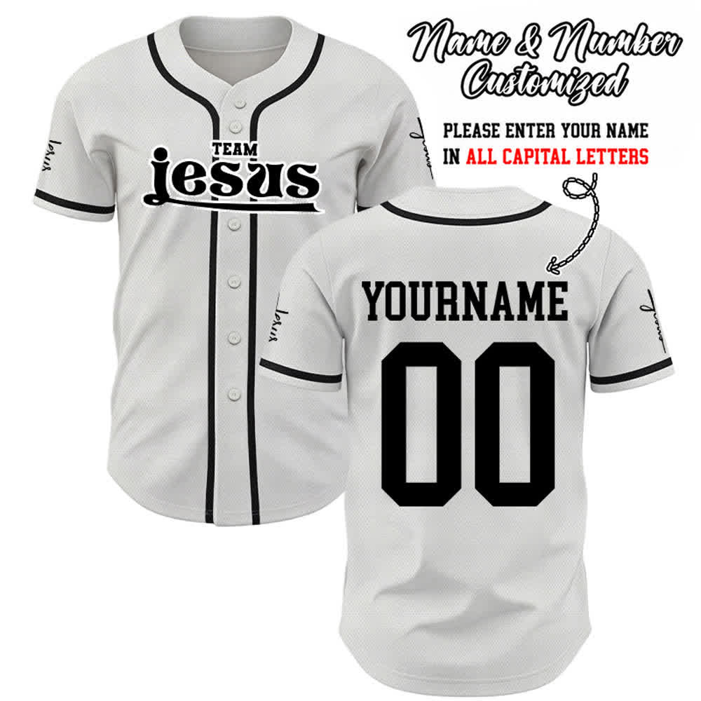 Christianartworkshop Bold Team Jesus Benutzerdefiniertes Namens- und Nummern-Unisex-Baseballtrikot - Weiß - 5XL - Name & Nummer angepasst - image 8