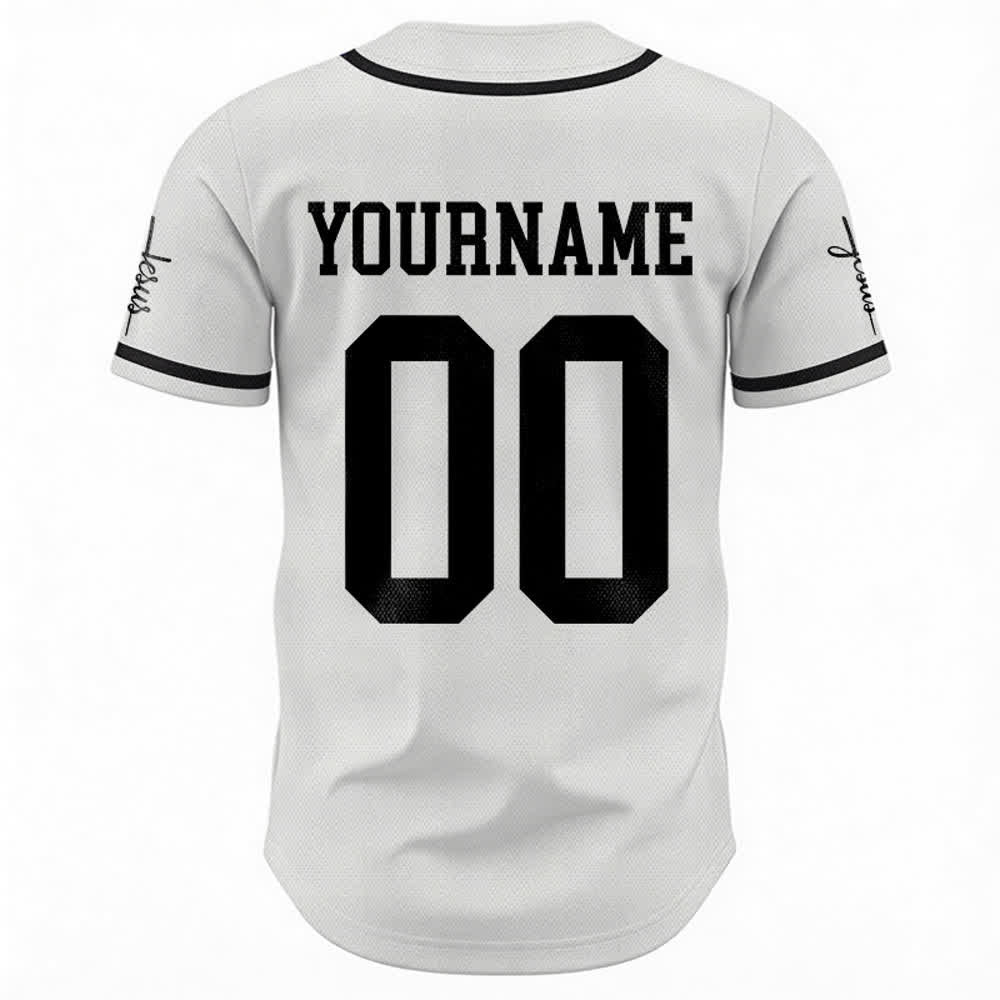 Christianartworkshop Bold Team Jesus Benutzerdefiniertes Namens- und Nummern-Unisex-Baseballtrikot - image 11