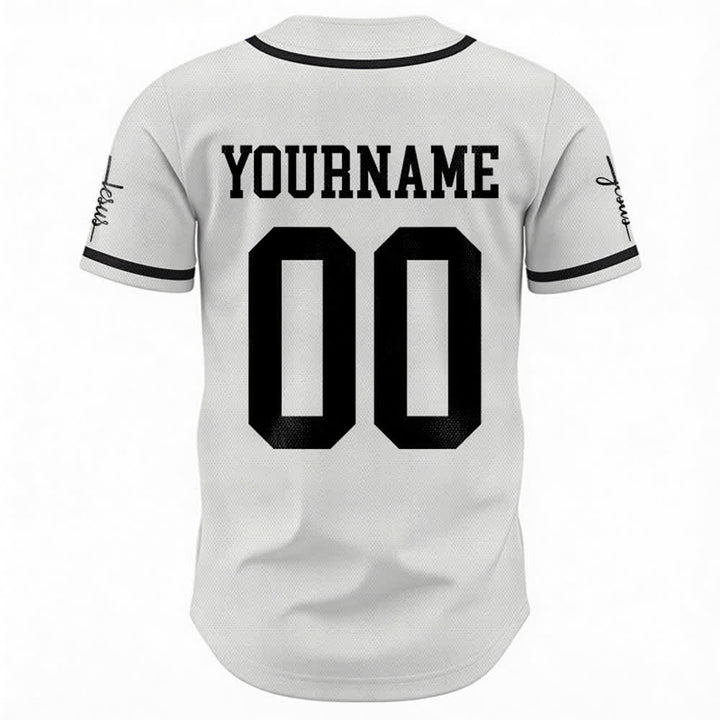 Christianartworkshop Bold Team Jesus Benutzerdefiniertes Namens- und Nummern-Unisex-Baseballtrikot - image 11