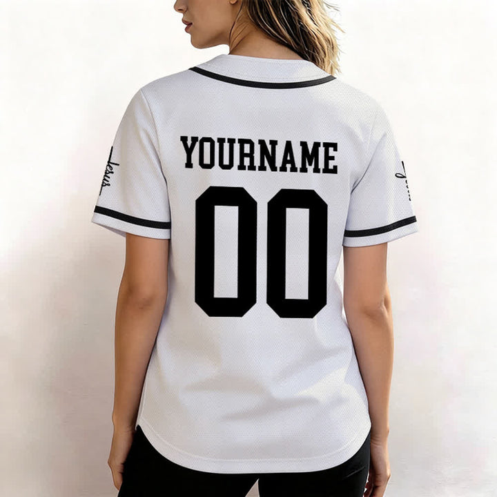 Christianartworkshop Bold Team Jesus Benutzerdefiniertes Namens- und Nummern-Unisex-Baseballtrikot - image 13