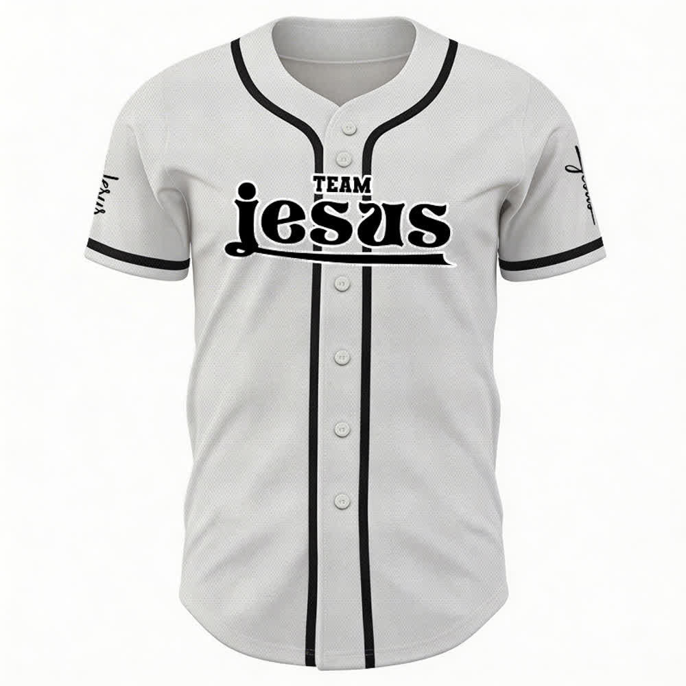 Christianartworkshop Bold Team Jesus Benutzerdefiniertes Namens- und Nummern-Unisex-Baseballtrikot - image 10