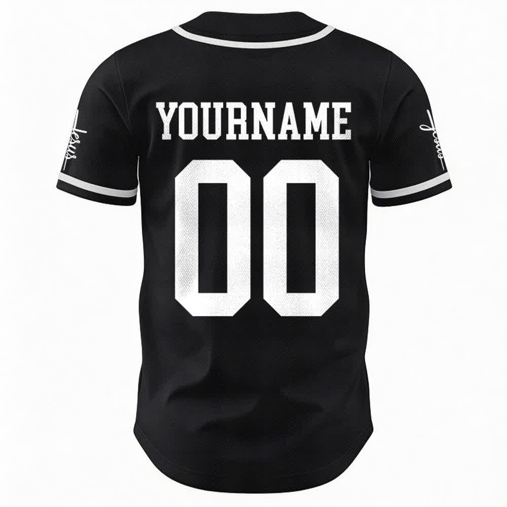 Christianartworkshop Bold Team Jesus Benutzerdefiniertes Namens- und Nummern-Unisex-Baseballtrikot - image 19