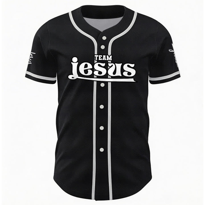 Christianartworkshop Bold Team Jesus Benutzerdefiniertes Namens- und Nummern-Unisex-Baseballtrikot - image 18