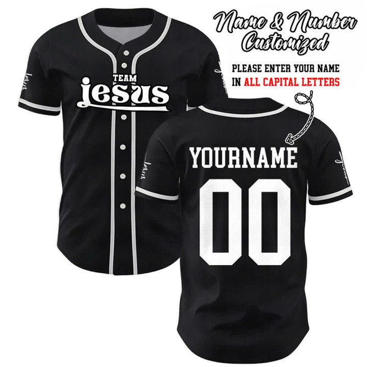 Christianartworkshop Bold Team Jesus Benutzerdefiniertes Namens- und Nummern-Unisex-Baseballtrikot - Schwarz - 5XL - Name & Nummer angepasst - image 16