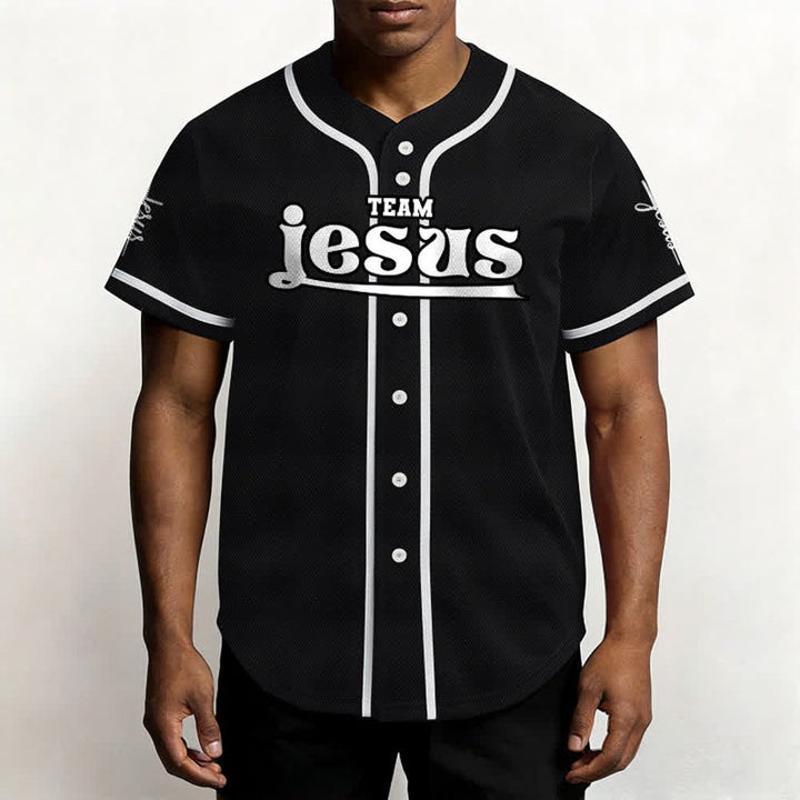 Christianartworkshop Bold Team Jesus Benutzerdefiniertes Namens- und Nummern-Unisex-Baseballtrikot - image 22