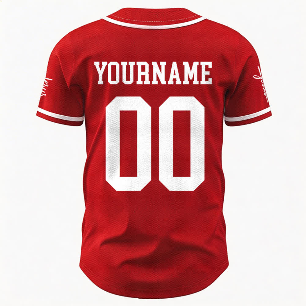 Christianartworkshop Bold Team Jesus Benutzerdefiniertes Namens- und Nummern-Unisex-Baseballtrikot - image 27