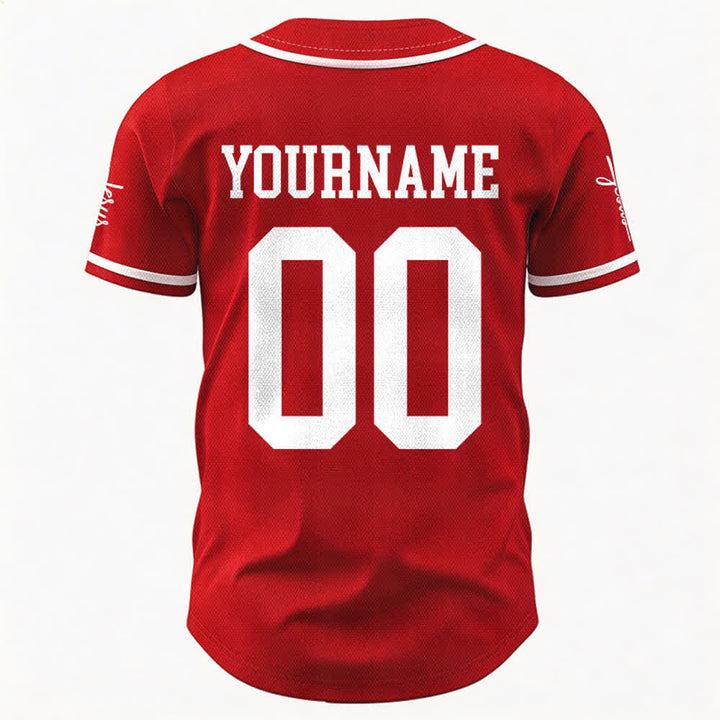Christianartworkshop Bold Team Jesus Benutzerdefiniertes Namens- und Nummern-Unisex-Baseballtrikot - image 27