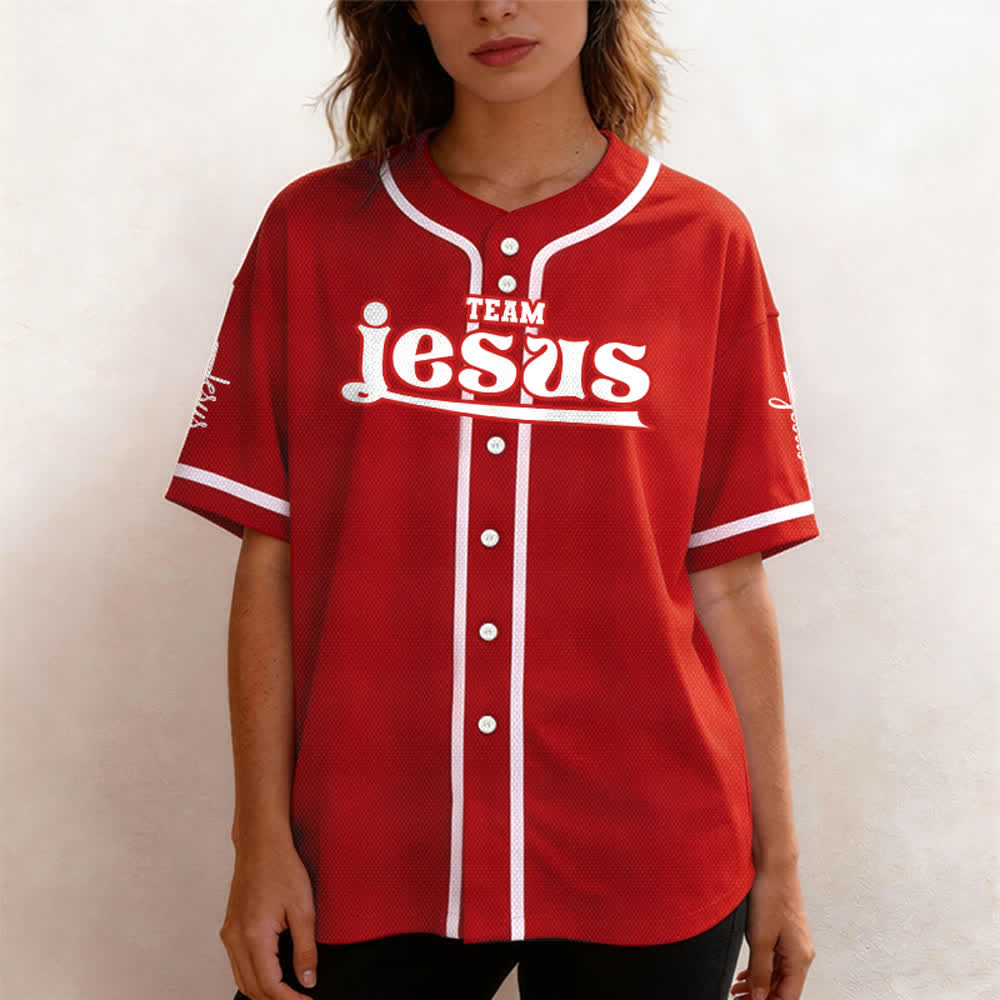 Christianartworkshop Bold Team Jesus Benutzerdefiniertes Namens- und Nummern-Unisex-Baseballtrikot - image 28
