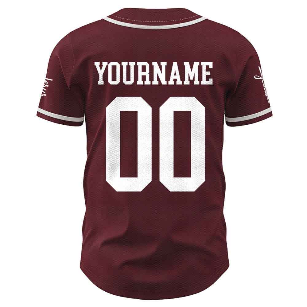 Christianartworkshop Bold Team Jesus Benutzerdefiniertes Namens- und Nummern-Unisex-Baseballtrikot - image 35