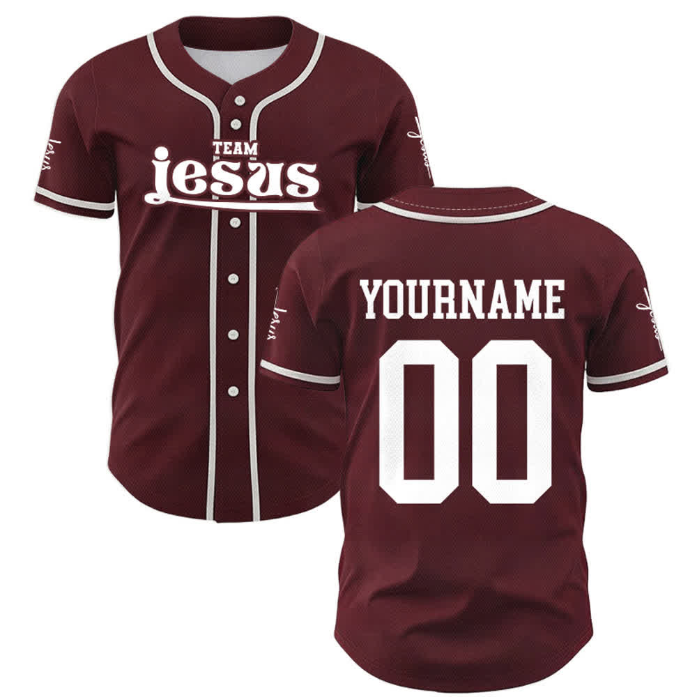 Christianartworkshop Bold Team Jesus Benutzerdefiniertes Namens- und Nummern-Unisex-Baseballtrikot - image 33