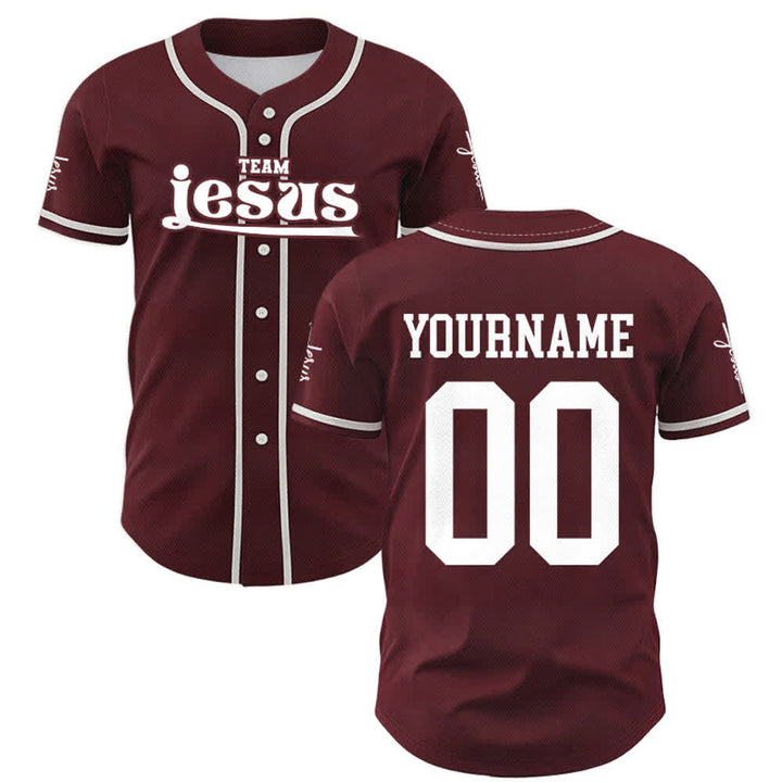 Christianartworkshop Bold Team Jesus Benutzerdefiniertes Namens- und Nummern-Unisex-Baseballtrikot - image 33