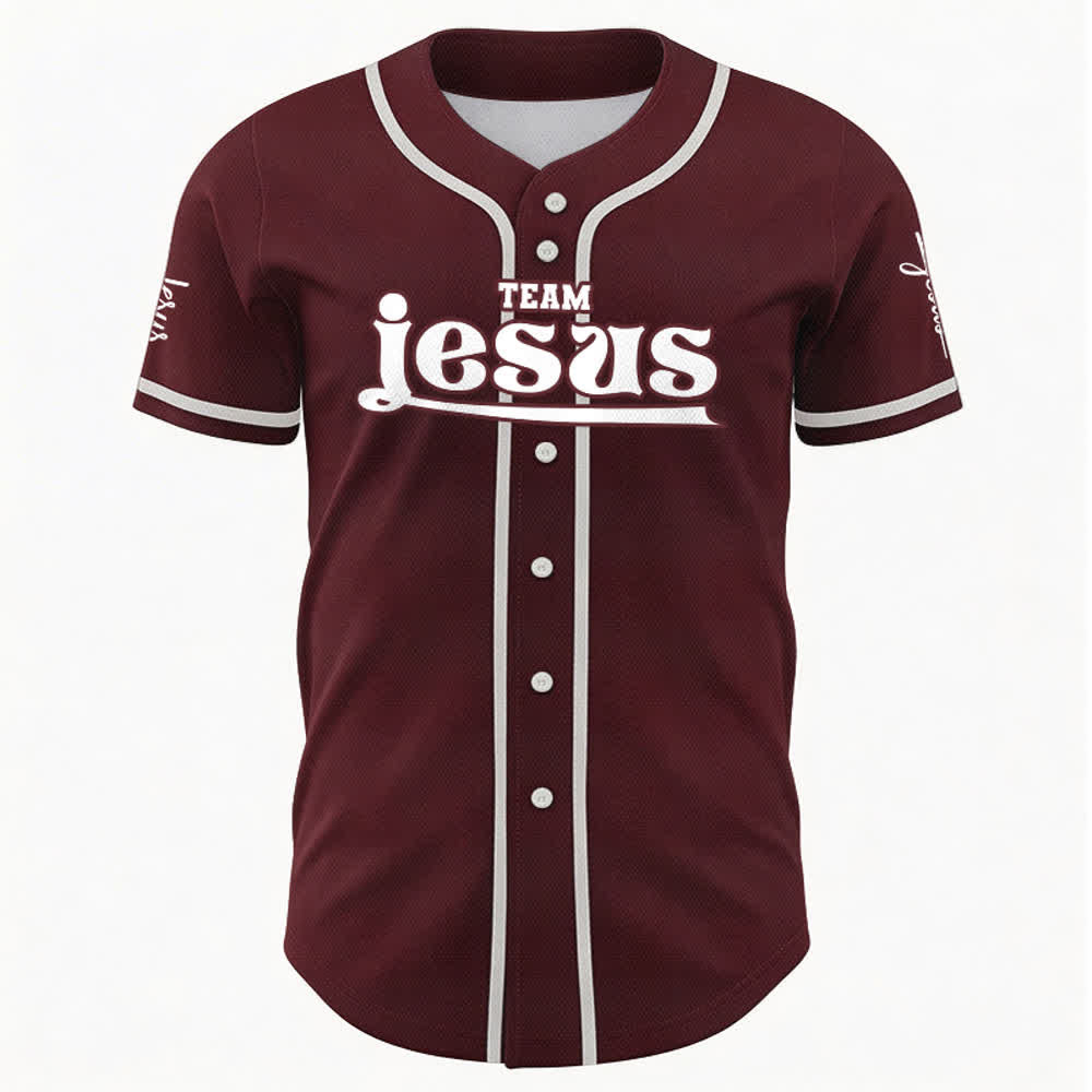 Christianartworkshop Bold Team Jesus Benutzerdefiniertes Namens- und Nummern-Unisex-Baseballtrikot - image 34