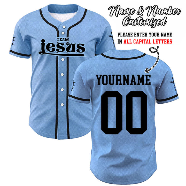 Christianartworkshop Bold Team Jesus Benutzerdefiniertes Namens- und Nummern-Unisex-Baseballtrikot - Blau - 5XL - Name & Nummer angepasst - image 40