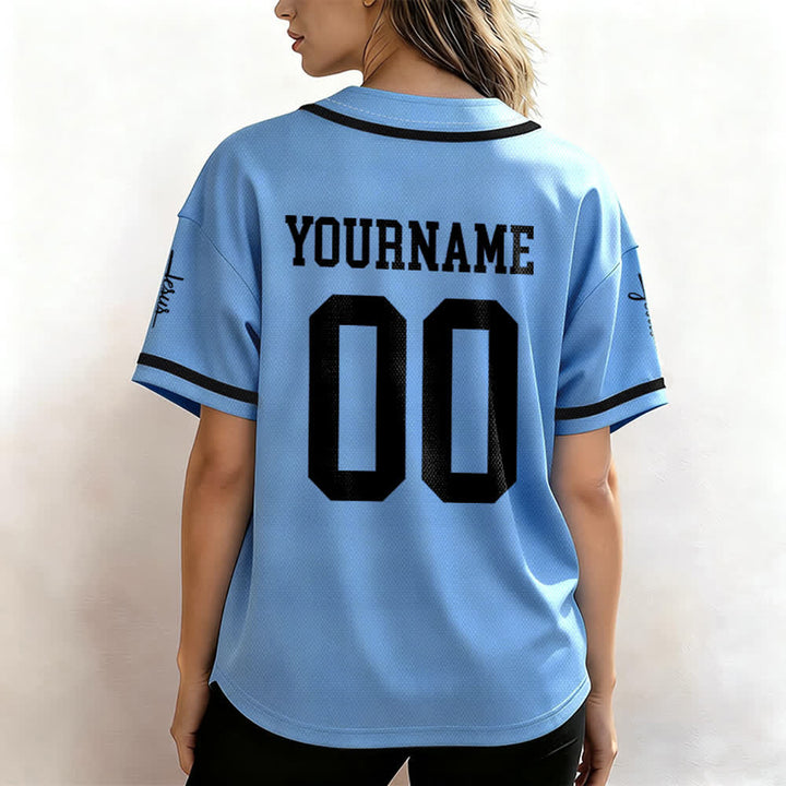 Christianartworkshop Bold Team Jesus Benutzerdefiniertes Namens- und Nummern-Unisex-Baseballtrikot - image 45