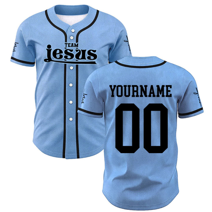 Christianartworkshop Bold Team Jesus Benutzerdefiniertes Namens- und Nummern-Unisex-Baseballtrikot - image 41