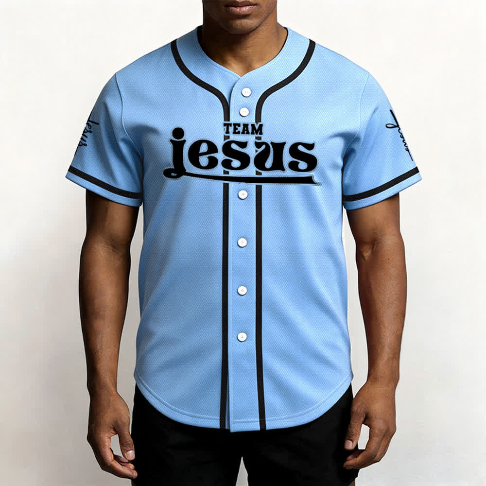 Christianartworkshop Bold Team Jesus Benutzerdefiniertes Namens- und Nummern-Unisex-Baseballtrikot - image 46