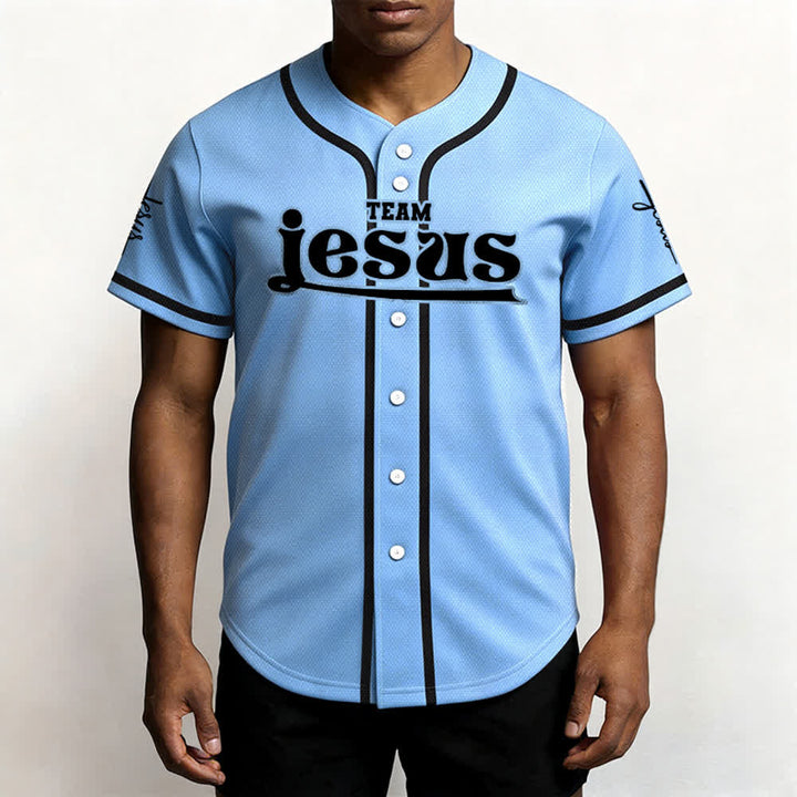 Christianartworkshop Bold Team Jesus Benutzerdefiniertes Namens- und Nummern-Unisex-Baseballtrikot - image 46