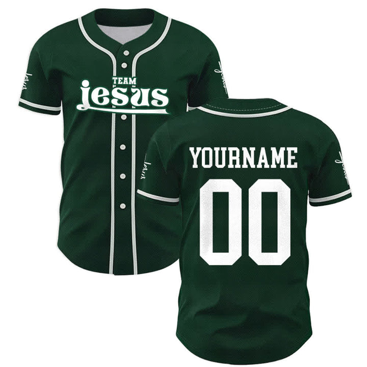 Christianartworkshop Bold Team Jesus Benutzerdefiniertes Namens- und Nummern-Unisex-Baseballtrikot - image 49
