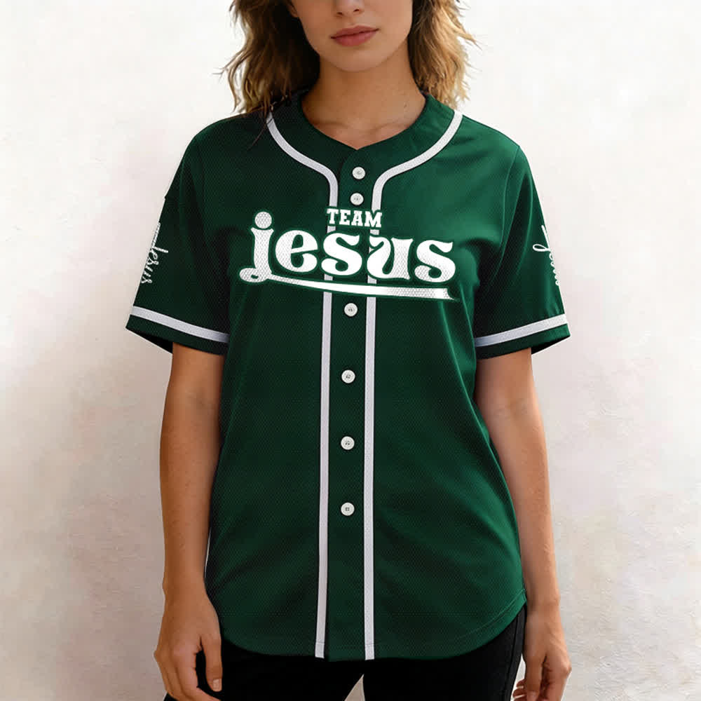 Christianartworkshop Bold Team Jesus Benutzerdefiniertes Namens- und Nummern-Unisex-Baseballtrikot - image 52