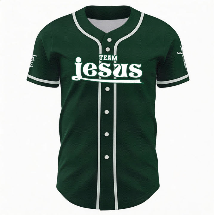 Christianartworkshop Bold Team Jesus Benutzerdefiniertes Namens- und Nummern-Unisex-Baseballtrikot - image 50