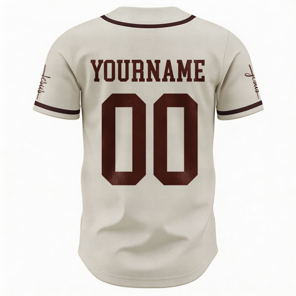 Christianartworkshop Bold Team Jesus Benutzerdefiniertes Namens- und Nummern-Unisex-Baseballtrikot - image 59
