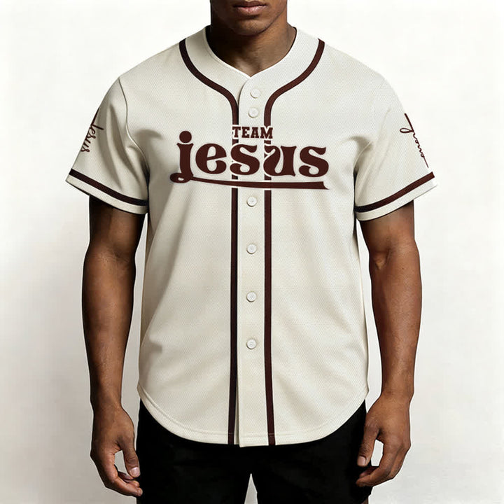 Christianartworkshop Bold Team Jesus Benutzerdefiniertes Namens- und Nummern-Unisex-Baseballtrikot - image 62