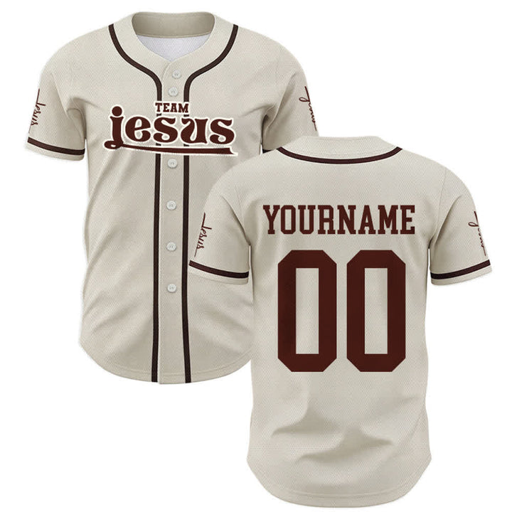 Christianartworkshop Bold Team Jesus Benutzerdefiniertes Namens- und Nummern-Unisex-Baseballtrikot - image 57