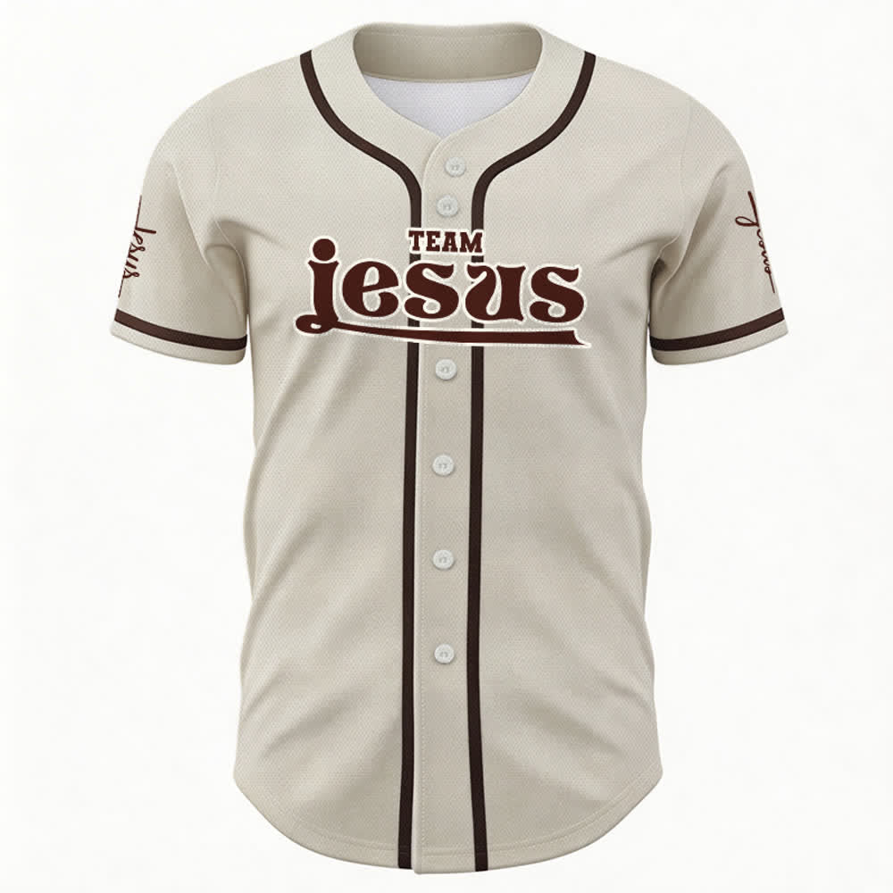 Christianartworkshop Bold Team Jesus Benutzerdefiniertes Namens- und Nummern-Unisex-Baseballtrikot - image 58