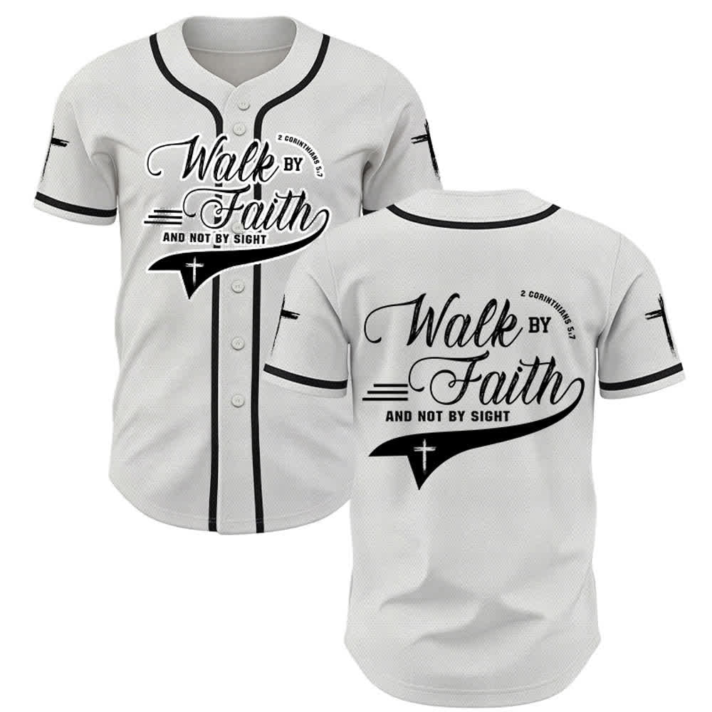 Christianartworkshop 2 Korinther 5:7 „Wandelt im Glauben und nicht im Schauen“ Baseballtrikot mit Kreuzmotiv - Weiß - 5XL - image 7