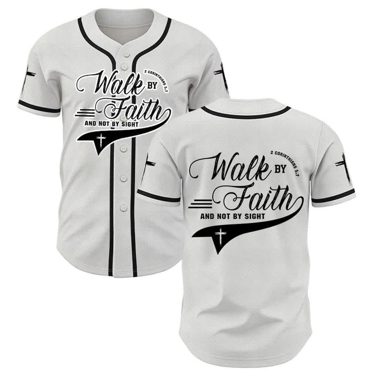 Christianartworkshop 2 Korinther 5:7 „Wandelt im Glauben und nicht im Schauen“ Baseballtrikot mit Kreuzmotiv - Weiß - 5XL - image 7