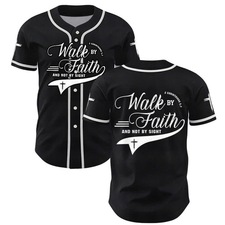 Christianartworkshop 2 Korinther 5:7 „Wandelt im Glauben und nicht im Schauen“ Baseballtrikot mit Kreuzmotiv - Schwarz - 5XL - image 14