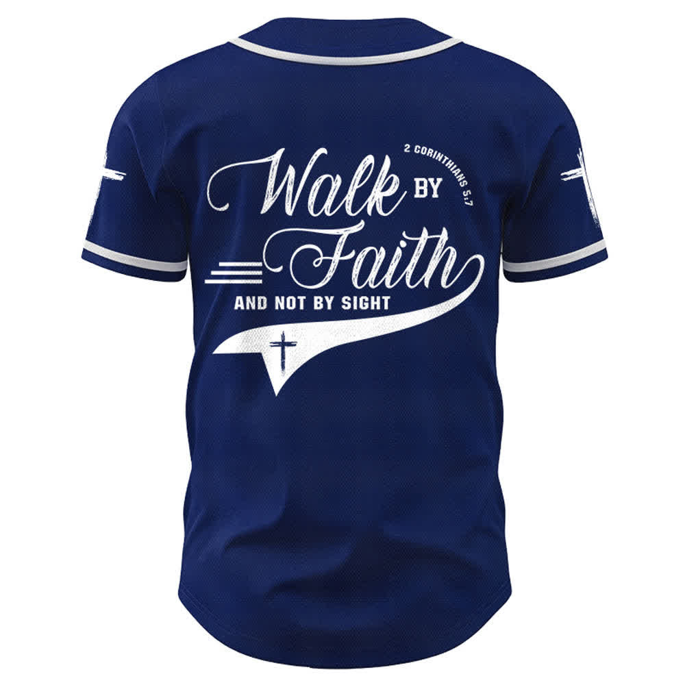 Christianartworkshop 2 Korinther 5:7 „Wandelt im Glauben und nicht im Schauen“ Baseballtrikot mit Kreuzmotiv - image 2
