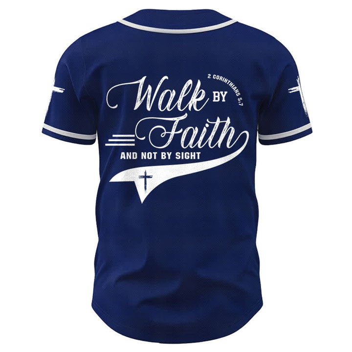Christianartworkshop 2 Korinther 5:7 „Wandelt im Glauben und nicht im Schauen“ Baseballtrikot mit Kreuzmotiv - image 2