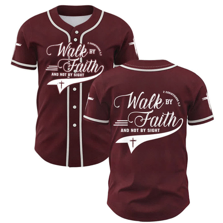 Christianartworkshop 2 Korinther 5:7 „Wandelt im Glauben und nicht im Schauen“ Baseballtrikot mit Kreuzmotiv - Wein - 5XL - image 35