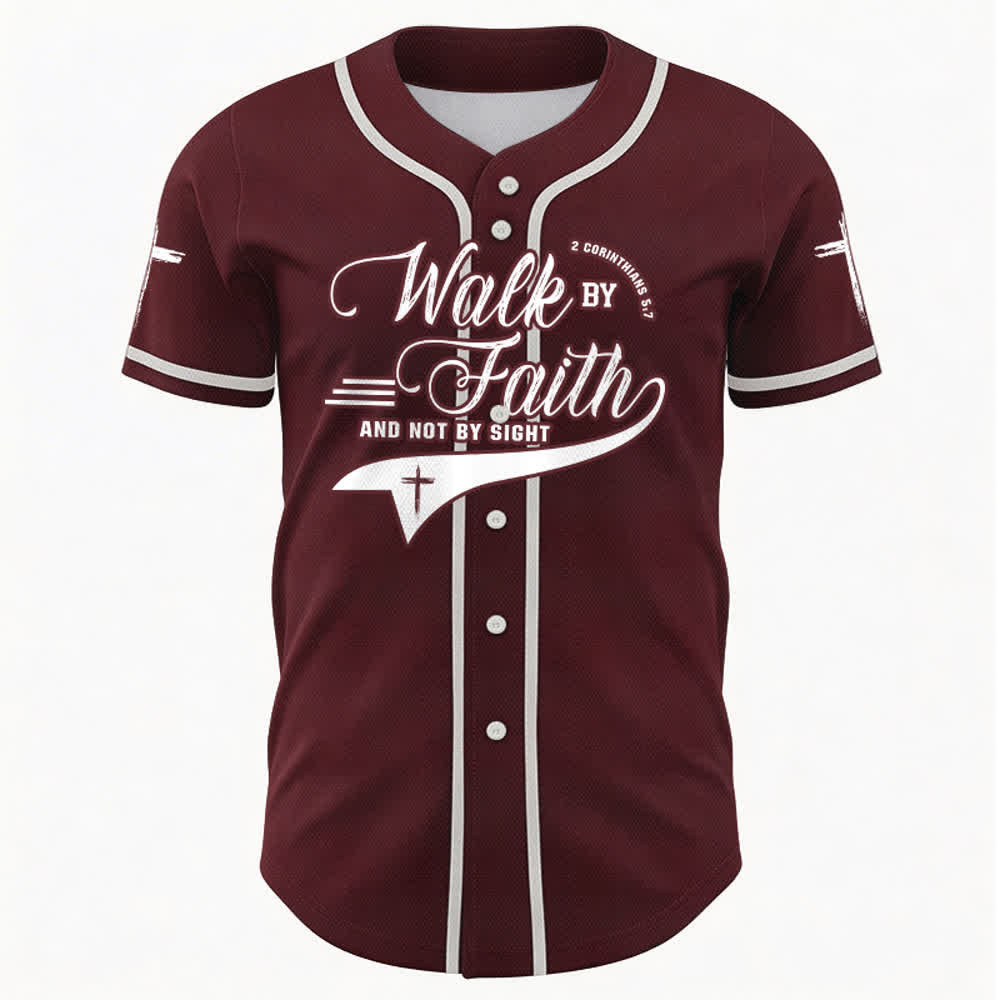 Christianartworkshop 2 Korinther 5:7 „Wandelt im Glauben und nicht im Schauen“ Baseballtrikot mit Kreuzmotiv - image 36