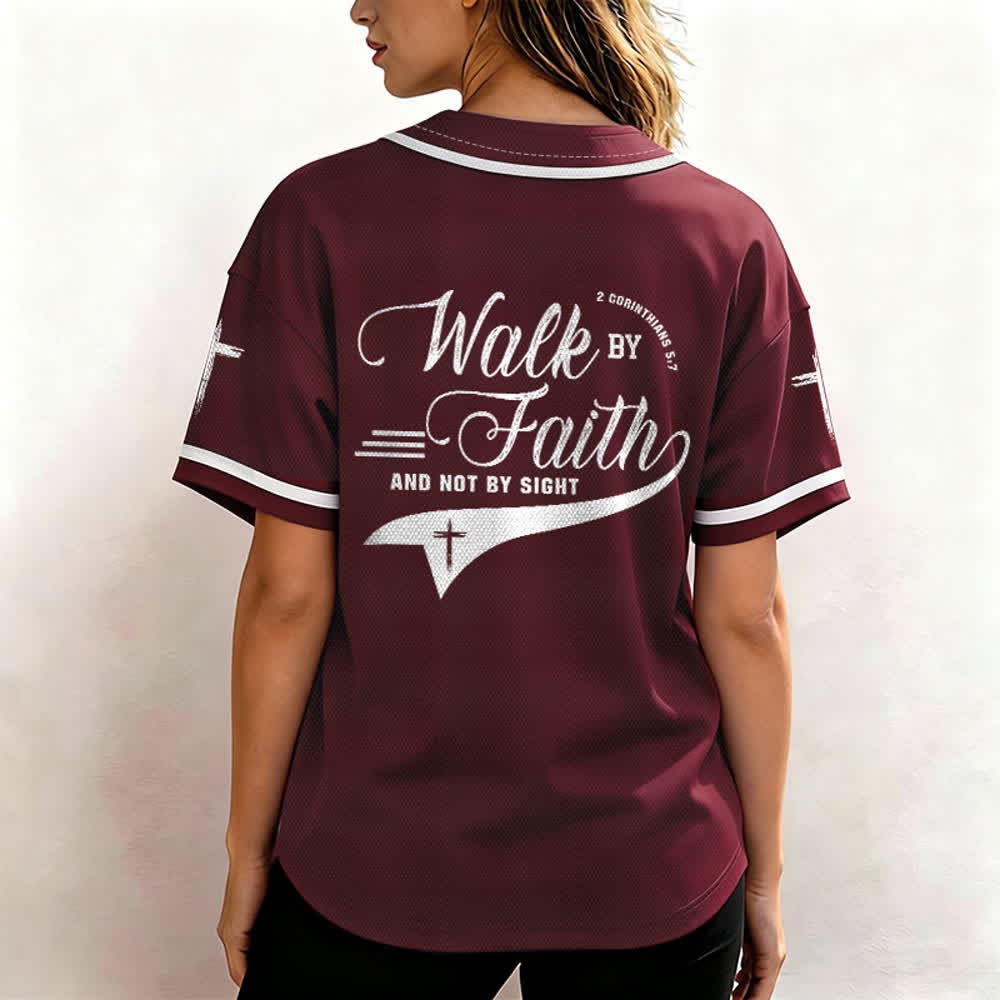 Christianartworkshop 2 Korinther 5:7 „Wandelt im Glauben und nicht im Schauen“ Baseballtrikot mit Kreuzmotiv - image 39