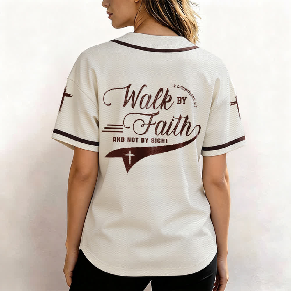 Christianartworkshop 2 Korinther 5:7 „Wandelt im Glauben und nicht im Schauen“ Baseballtrikot mit Kreuzmotiv - image 25